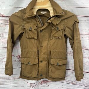 Wallace & Barnes Utility Field Jacket Brown Cotton Zip Button Pockets XS
